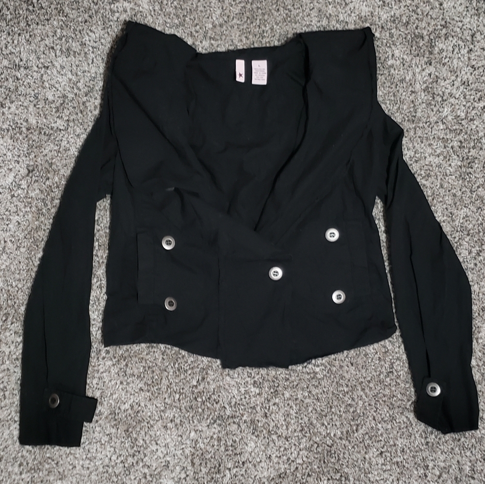 Stella Star| 100% Cotton Double-Breasted Blazer With Hood